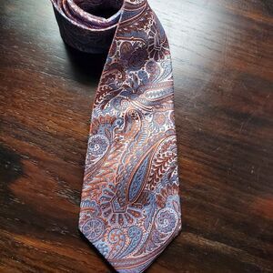 100% Silk Handmade Comfort Zone Salmon Pink & Periwinkle Blue Neck tie